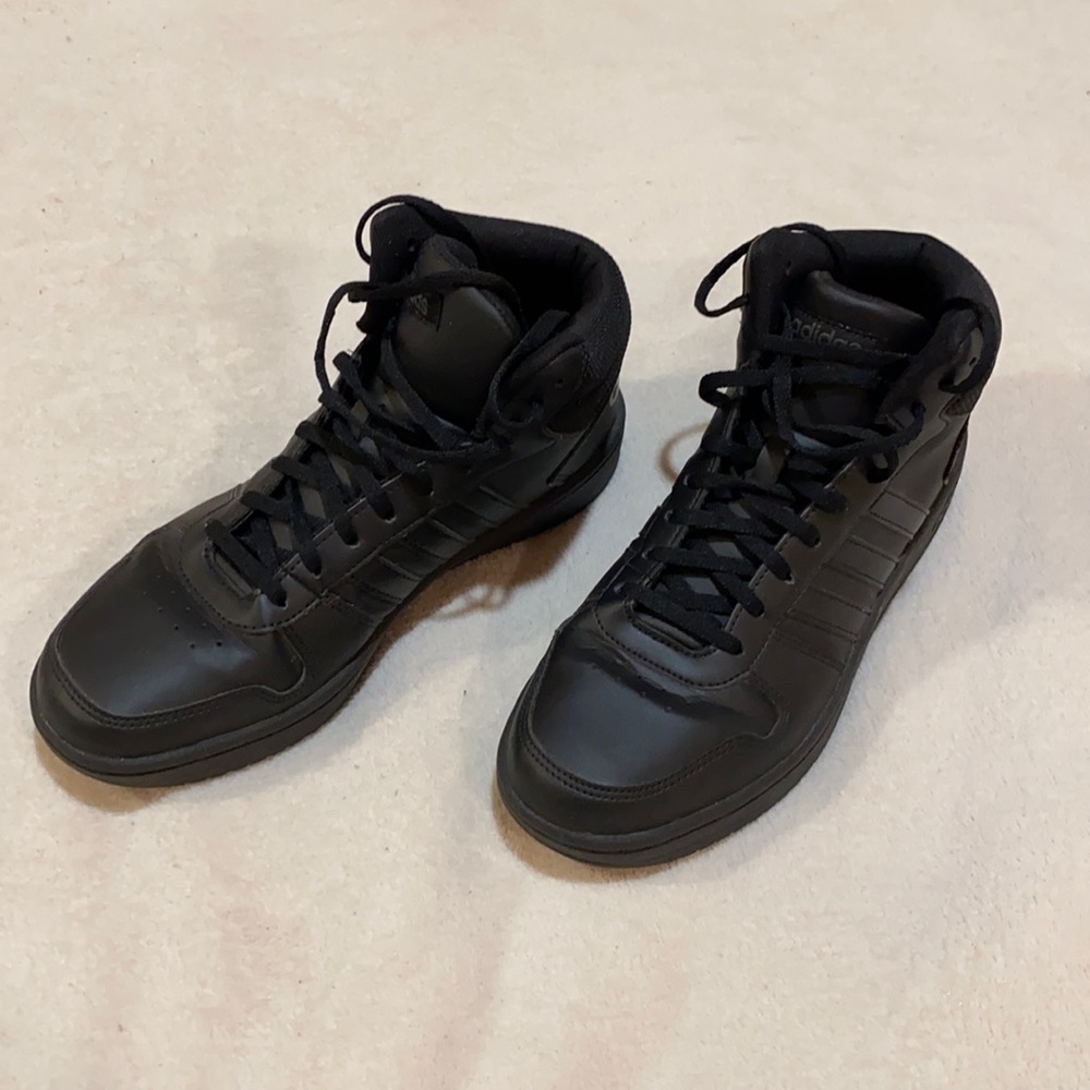 Adidas women’s high top sneakers. Size 10, all black.